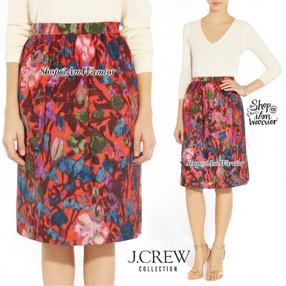 J.Crew Collection NWT botanical cotton/silk a-line midi skirt @shop@iamwarrior